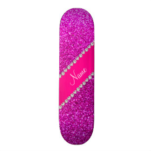 Rosa Neonstreifen des heißen Rosas des Glitters Skateboard