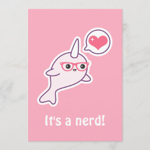 Rosa Nerd Narwhal Baby Shower Einladungen