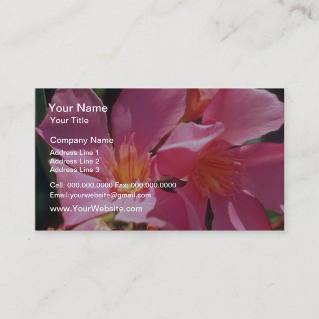 Rosa Nerium-Oleander-Blumen Visitenkarte (Vorderseite)