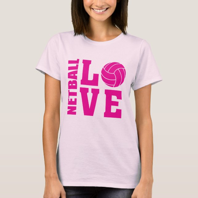 Rosa Netball-Liebe, Netball T-Shirt (Vorderseite)