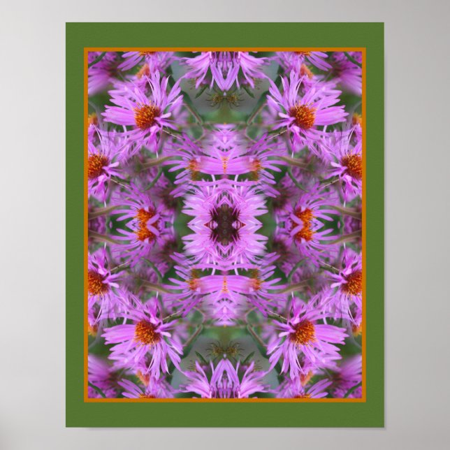 Rosa Neuengland Aster-Blume Abstrakt Poster (Vorne)