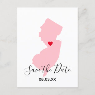 Rosa New Jersey Red Heart Save the Date Ankündigungspostkarte