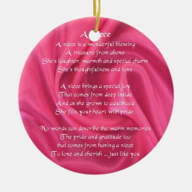 Rosa - Nichten-Gedicht Keramik Ornament (Vorne)