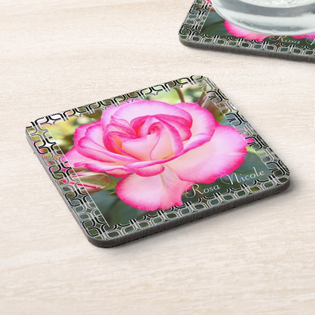 Rosa Nicole [Set aus hartem Kunststoff] Getränkeuntersetzer (Linke Seite)