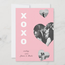 rosa niedlich 3 Foto Herzstück Valentinstag Xoxo Karte