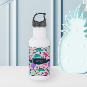 Rosa Niedlich farbige Dinosaurier Muster Kids Na Edelstahlflasche