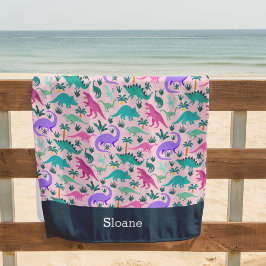 Rosa | Niedlich farbige Dinosaurier Muster Kids Na Strandtuch