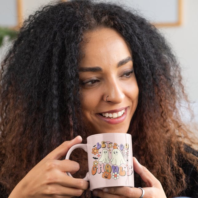 Rosa Niedlich Retro Halloween Ghouls Kaffeetasse (Von Creator hochgeladen)