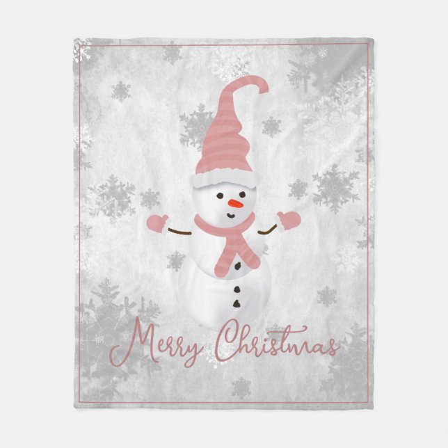 Rosa Niedlich Snowman Holiday Fleece Blankon (Vorderseite)