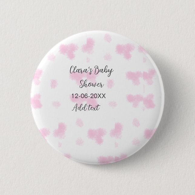 Rosa niedliche Blume Babydusche Aquarell Modernes  Button (Vorderseite)