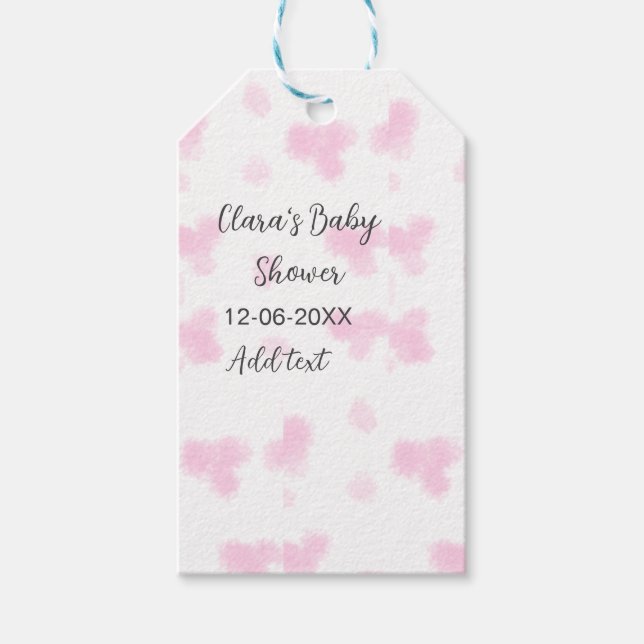 Rosa niedliche Blume Babydusche Aquarell Modernes  Geschenkanhänger (Vorderseite)