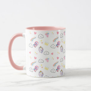 Rosa Niedliche Einhorndinosaurier Regenbogen Gebur Tasse