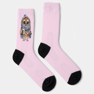 Rosa Niedliche Eule-Socken Socken
