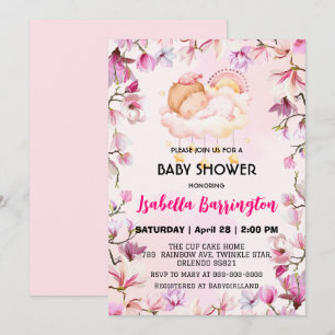 Rosa Niedliche Girl Sweet Dream Blumen baby Dusche Einladung