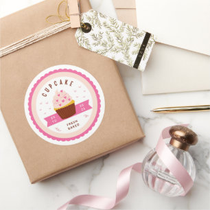 Rosa Niedliche Illustrierte Backbäckerei Aufkleber
