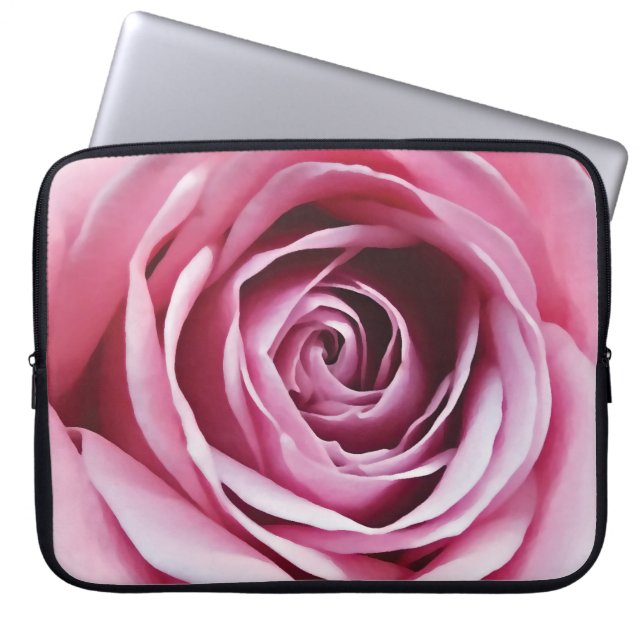 Rosa niedliche Mädchen Blume Laptopschutzhülle (Vorderseite)