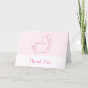 Rosa Niedliche moderne Polka Dot Unicorn Kinderdus Dankeskarte
