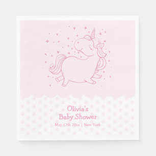 Rosa Niedliche moderne Polka Dot Unicorn Kinderdus Serviette