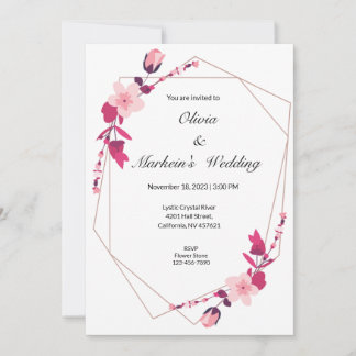 Rosa niedliche Sakura Hochzeitskarte Einladung