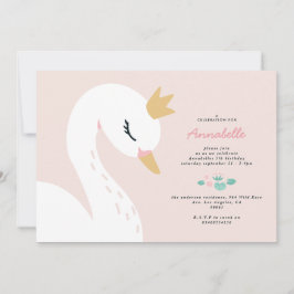 Rosa niedliche Schwanenkinder Einladung