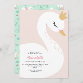 Rosa niedliche Schwanenkinder  Einladung