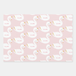 Rosa niedliche Schwanenkinder  Geschenkpapier Set