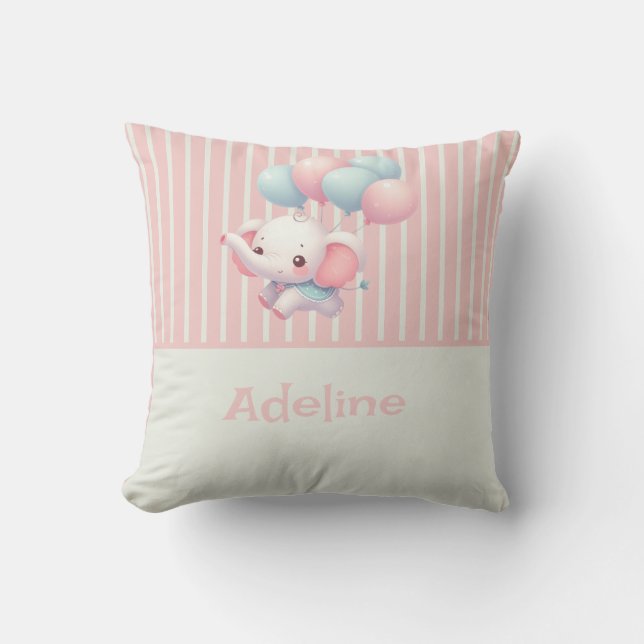 Rosa, Niedlicher Elefant Kissen (Vorderseite)