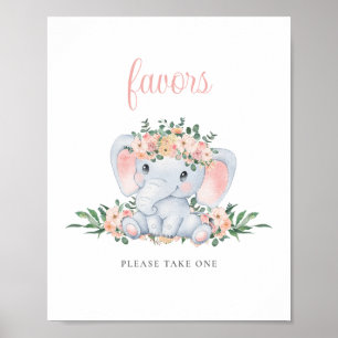 Rosa niedlicher Elefant Mädchen Baby Shower Gesche Poster