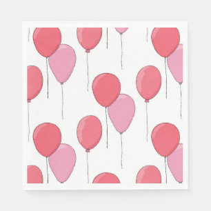 Rosa niedlicher Luftballon. Kindermädchen Geburtsm Serviette