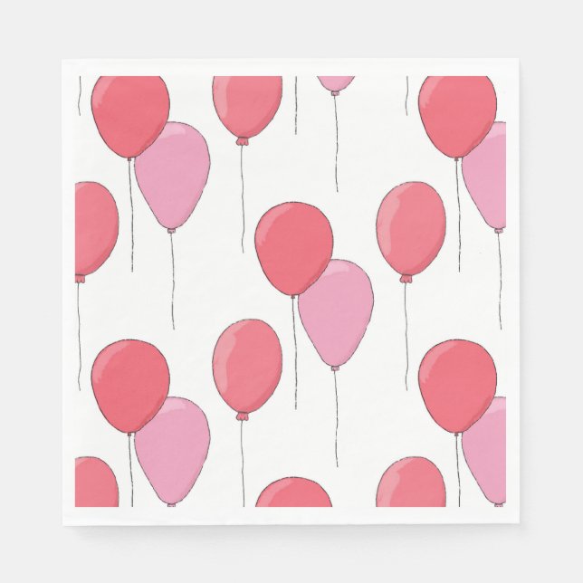 Rosa niedlicher Luftballon. Kindermädchen Geburtsm Serviette (Vorderseite)