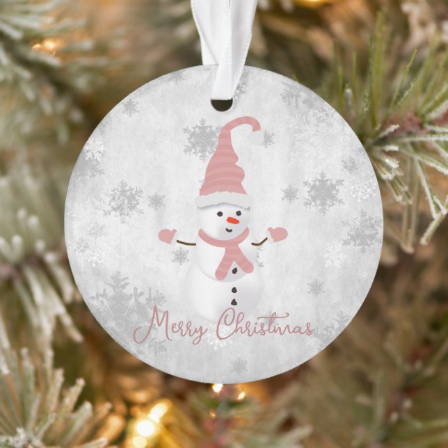 Rosa Niedlicher Schneemann Holiday Ornament (Baum)