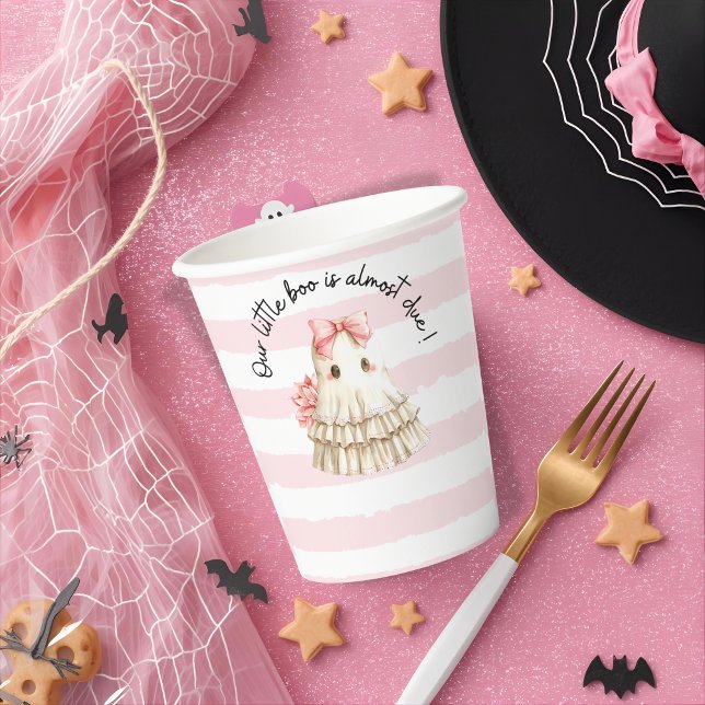 Rosa niedliches Geister kleine Babydusche Einladun Pappbecher (Von Creator hochgeladen)