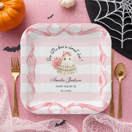 Rosa niedliches Geister kleine Babydusche Einladun Pappteller