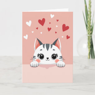 Rosa niedliches Valentinsgrüße-Karte mit Katze Karte
