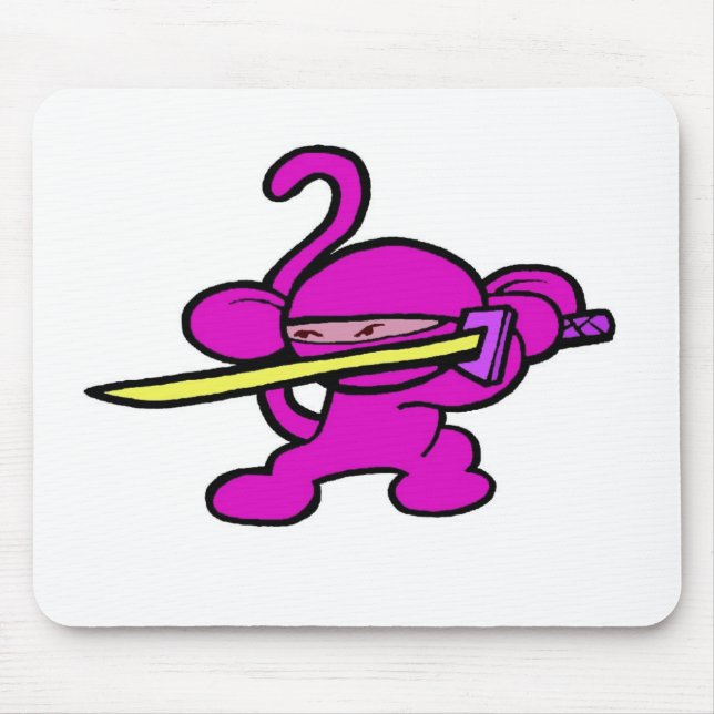 Rosa Ninja auf Schutz-Keinen Wörtern Mousepad (Vorne)