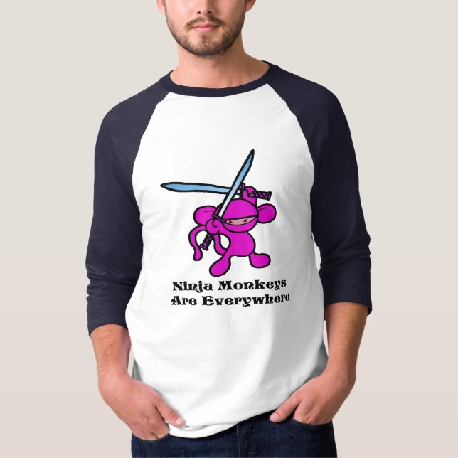 Rosa Ninja obenliegend T-Shirt (Vorderseite)