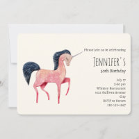 Rosa Nordic Unicorn mit Black Mane Geburtstag