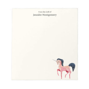 Rosa Nordic Unicorn mit schwarzem Mane Notizblock