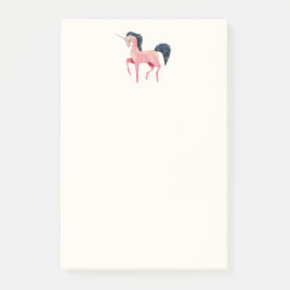 Rosa Nordic Unicorn mit schwarzem Mane Post-it Klebezettel