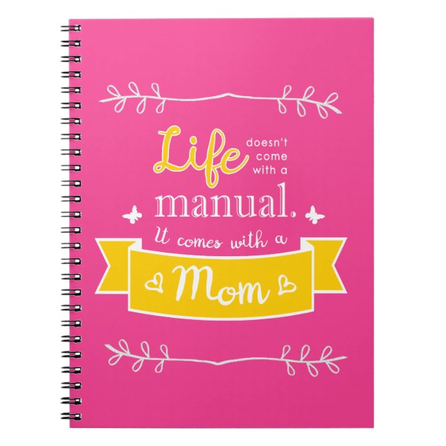 Rosa Notebook für Mama mit Zitat Notizblock (Vorderseite)
