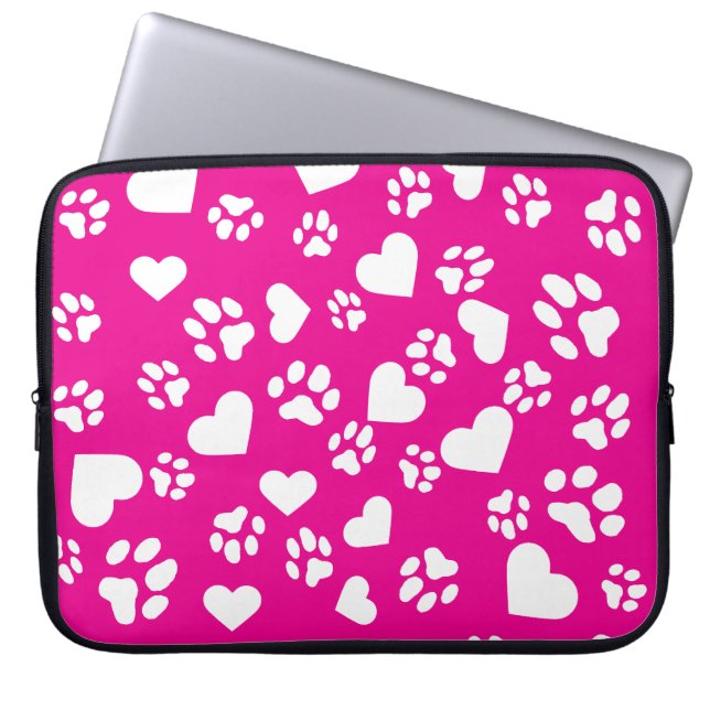 Rosa Notebookgehäuse mit weißem Druckmuster Laptopschutzhülle (Vorderseite)