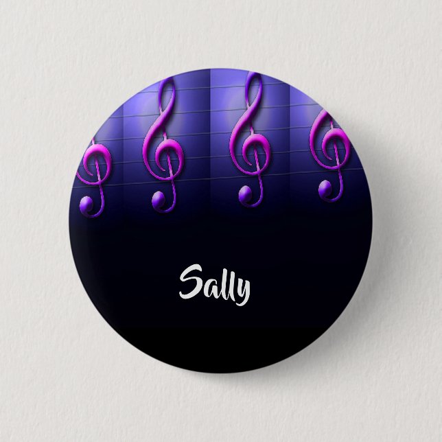 Rosa Noten an Strings Button (Vorderseite)