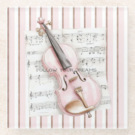 Rosa Notenblatt für Violine Glasuntersetzer