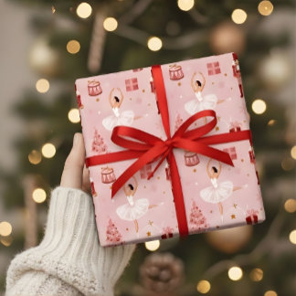 Rosa Nussknacker-Ballett-Weihnachtsgeschenkverpack Geschenkpapier