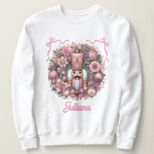 Rosa Nussknacker-Blumen-Weihnachtskranz-Bänder Sweatshirt