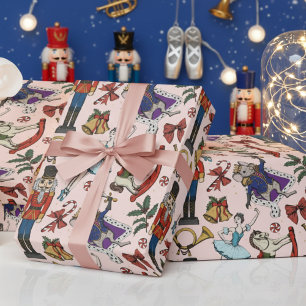 Rosa Nussknacker-Mäusekönig-Ballerina-Weihnachten Geschenkpapier