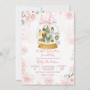 Rosa Nussknacker-Schneeflocke Winter-Baby-Party Einladung