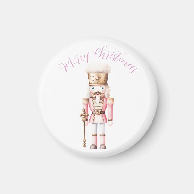 Rosa Nussknacker-Weihnachten  Magnet (Vorne)