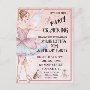 Rosa Nussknacker-Weihnachtsballett-Geburtstag Postkarte