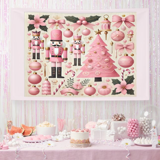 Rosa Nussknacker-Weihnachtsbaum Banner (Party)